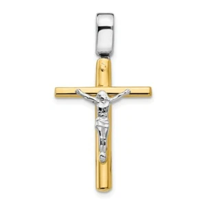 14k 14kt Two-tone Polished Crucifix Cross Pendant 33.13 mm X 17.9 mm - Picture 1 of 3