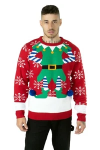 New Unisex Ladies Men's Knitted Elf Joker Snowflake Christmas Jumper Sweater Top - Picture 1 of 16