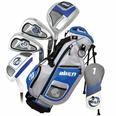 Alien Golf LH Junior 6 Piece Set Ages 6-8 (Left Handed) Blue/Silver - NEW - Image 1 of 4