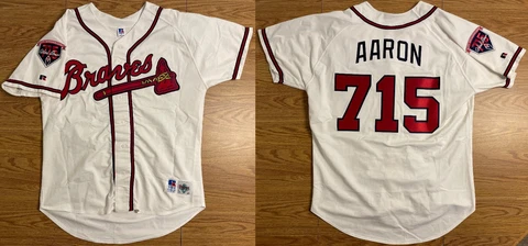 AUTHENTIC HANK AARON ATLANTA BRAVES RUSSELL DIAMOND COLLECTION JERSEY #715 - 48 Cover