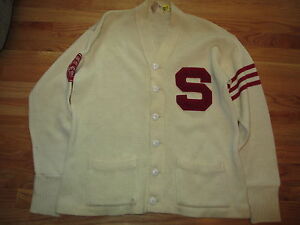 1948 ESSEX COUNTY CHAMPIONS Varsity Lettered "S" Wool Button-Down (XIaL) Sweater