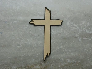 Cross - Laser Engraved Leatherette Iron-on Patches - 2"x3"  Ivory  - Bild 1 von 2