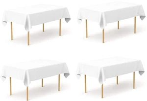 Pure White 60" x 102" Poplin Polyester Tablecloth (4 Pack) | Wrinkle + Stain ... - Picture 1 of 7