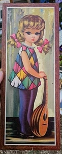 Placa de pared Big Eye Girl años 60 con fregona MANDOLIN Soroka Sales EDEN NUEVA 8"x20 CF - Imagen 1 de 5