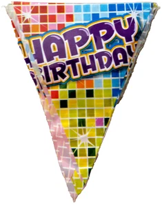 Mini  Wimpelkette Happy Birthday Geburtstag Jubiläum 3 mtr Party Dekoration Neu - Bild 1 von 2