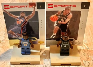 Minifiguras deportivas Lego 2002 Tony Parker & Allen Houston NBA + cartas de cubierta superior - Imagen 1 de 6