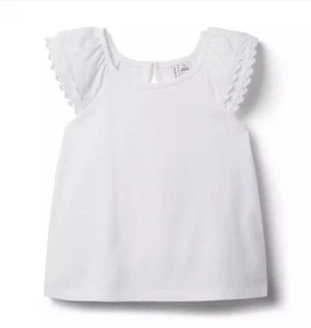 JANIE AND JACK Lace Trim Top Girls Size 12 White - Picture 1 of 3