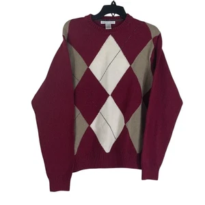 Geoffrey Beene Men’s Long Sleeve Argyle Sweater Size Medium - Picture 1 of 5