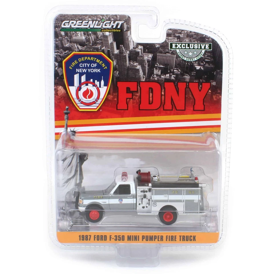 Crudo Inseguimento 1/64 1987 F-350 Mini Pumper Fuoco Camion, Fdny , GreenLight - Immagine 1 di 1