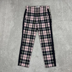 Veronica Beard Pants Womens 4 Pink Black Plaid Side Stripe Cropped Made in USA - Picture 1 of 16