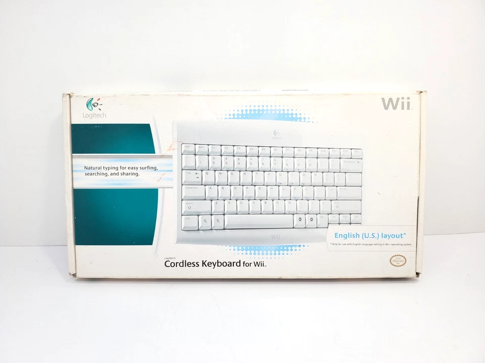 Nintendo Wii Logitech Cordless Wireless Keyboard 920-000934 w/ Dongle Receiver - Изображение 1 из 4
