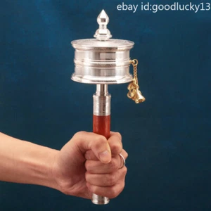 24cm Customize Microfilm sutra Copper Hand turn Prayer Wheel Tibet Praying Wheel - Picture 1 of 5