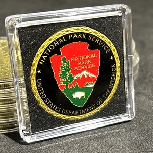 Moneda de desafío con estuche del servicio del parque nacional de estados unidos departamento del interior - Imagen 1 de 15