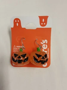 Claire's Halloween Glittery Orange Pumpkins Dangling Wire Earrings BNWT! - Picture 1 of 3