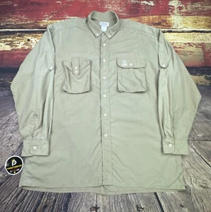 Vtg Orvis Fishing Shirt Mens XL Khaki Bone Fish Scrubs Fly Fishing Safari USA - Picture 1 of 9