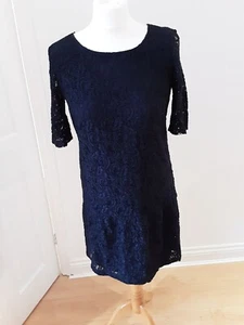 Next Tall Ladies Size 10 Navy Blue Lace Lined Smart Dress BNWOT - Picture 1 of 13