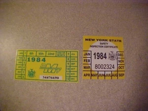 Nueva York 1984 Inspección y Ventana Reg Pegatina Parabrisas - Imagen 1 de 2