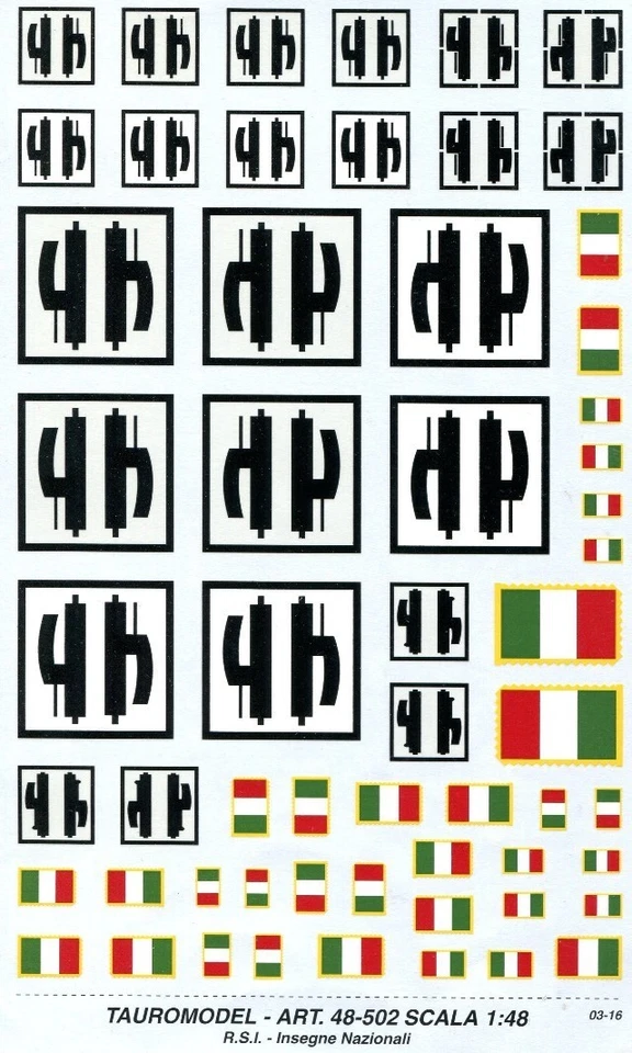 TAURO MODEL TM48/502 INSEGNE NAZIONALI A.N.R. SCALA 1:48 - Immagine 1 di 1