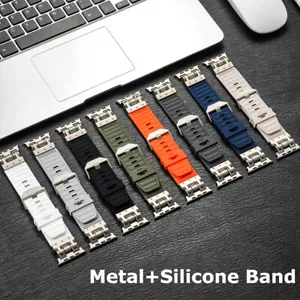 Silicone Band for Apple Watch Ultra 2 49mm Series9 8 7 6 5 4 SE Sport Loop Strap - Picture 1 of 21