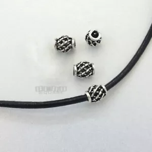 4 espaciadores de cuentas de barril ovalados de malla de plata esterlina envejecida 5,8 x 6,8 mm #33085-A - Imagen 1 de 1