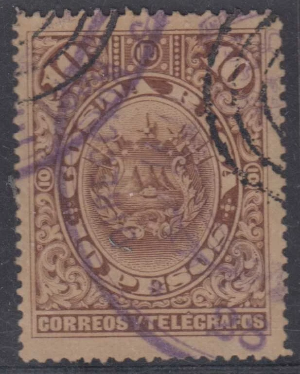 COSTA RICA 1892 Sc 44 VALOR SUPERIOR BLANCO NEGRO Y VIOLETA CANCELACIONES OVALADAS F, EN MUY BUEN ESTADO ¡ESCASO! Foto 1 de 1