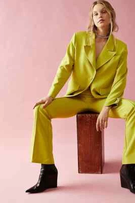 Traje Blazer Pantalones Relajado Free People X Hosbjerg Ivy Adelle Verde Lima Nuevo con Etiquetas S Foto 1 de 4