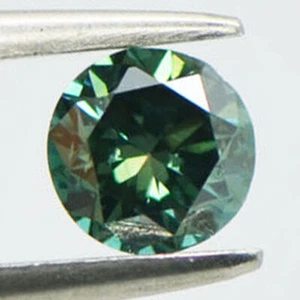 Loose Round Cut Diamond Fancy Green Color Real 0.59 Carat Enhanced VS2 Certified - Picture 1 of 11