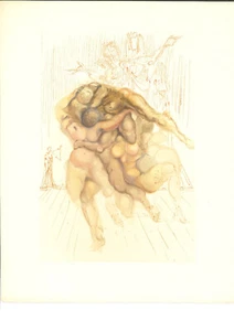SALVADOR DALI PRINT+ORIG. TEXT - L'Enfer 08 "Irascible" (Divine Comedy) - Picture 1 of 3