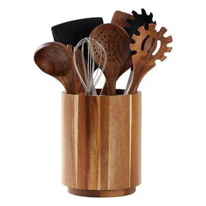 Wood Utensil Holder 7.1 Inch Wooden Utensil Holder Large Fork Organizer Cutlery - Picture 1 of 12