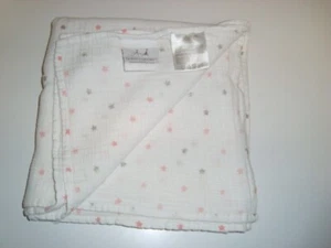 Aden And Anais Blanket White Grey Orange Swaddle Muslin Security - Picture 1 of 4