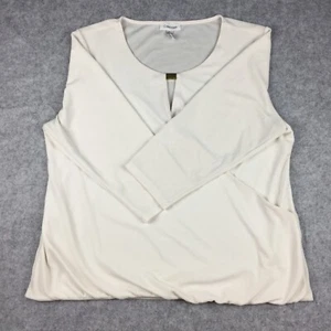 Calvin Klein 3/4 Sleeve Length Top Wrap V-neck Drapey Blouse, Women's XL (White) - Picture 1 of 8