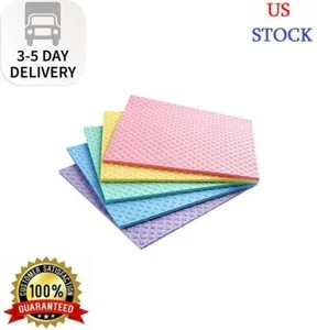 Reusable Cleaning Cellulose Sponge Cloths Absorbent Wipes Clean Kitchen Car Dish - Picture 1 of 10