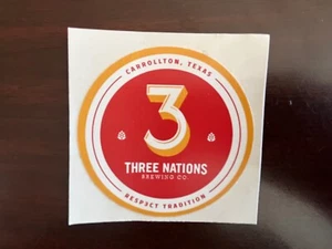 3 NATIONS BREWING CO. AUFKLEBER - DREI NATIONEN BRAUEREI DECAL, 🍻DALLAS BRAUEREI 🍺 - Bild 1 von 4