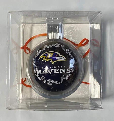 Baltimore Ravens Christmas Tree Holiday Ornament - Candy Cane - Logo Glass Ball Cover