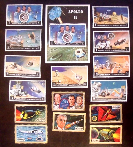 Ajman  SPACE, Apollo 15 Stamps and Mini sheet   Lot#D42 Cover