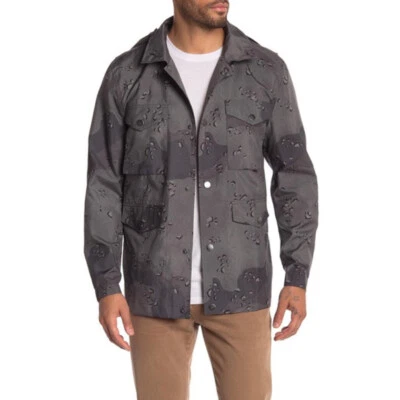 Chaqueta 7 For All Mankind Para Hombres Estampado Camuflaje Bolsillos con Capucha Botón Frontal Talla L Nueva Foto 1 de 4