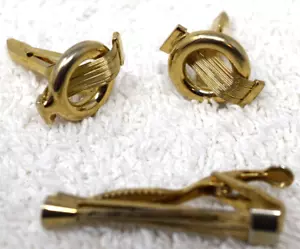 Juego de gemelos y barras de corbata Swank de colección, color dorado, cables - Imagen 1 de 4