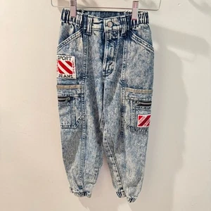 Vintage 90s Little Levi’s Sport Acid Wash Denim Joggers Size 7 - Picture 1 of 10