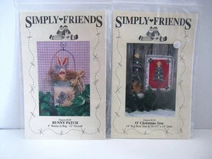 2 Simply Friends Patterns 1990's #129 O'Christmas Tree & #105 Bunny Patch UNUSED - Picture 1 of 2