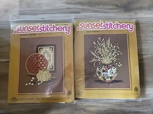 2 De colección. Kit de bordado Sunset Stitchery Indian Heritage & American Heritag Crewel - Imagen 1 de 6