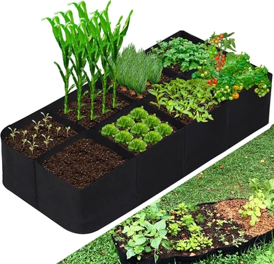 Fabric Raised Garden Bed, 128 Gallon 8 Grids Plant Grow Bags, 3X6Ft Planter Rais - Image 1 of 4