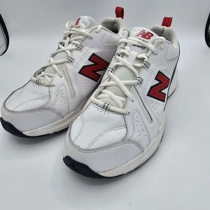 New Balance 608 Shoes Mens 10 4E Wide Red White Blue Leather Walking Sneakers - Picture 1 of 10