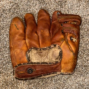 Guante de béisbol de cuero de vaca Hiawatha vintage años 50 - Imagen 1 de 7