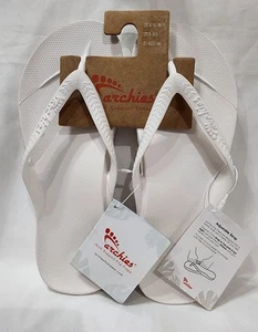 Archies Arch Support Thong WHITE LEATHER Flip Flops Sandal Men 10 Women 11 New - Picture 1 of 24