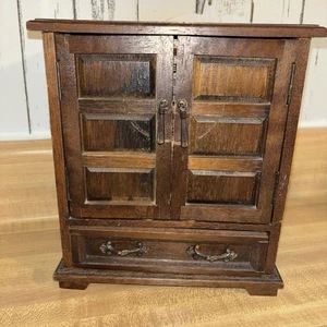 Cofre de madera vintage para joyero hecho en Japón LEER aproximadamente 9”X8”X5” sin funcionar - Imagen 1 de 24