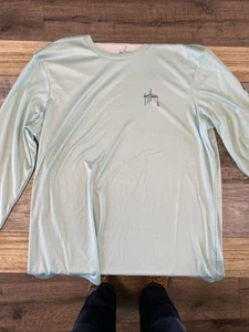 Guy Harvey Fishing Shirt Long Sleeve Mint Green Size L - Swordfish - Picture 1 of 5