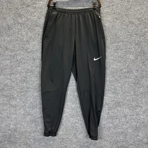 Nike Pants Mens Medium Black Running Joggers Zip Pockets Athletic Tapered Track - Picture 1 of 13