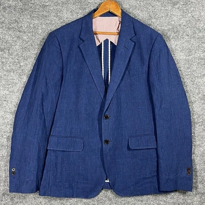 Haspel New Orleans 1909 Linen Blazer Jacket Mens 40 R Blue Unlined Work USA - Image 1 of 4