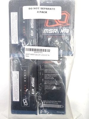 4 Pack MSR MTB Bicycle Inner Tube 29" X 2.2-2.5" 48mm Presta Valve Stem - Image 1 of 4