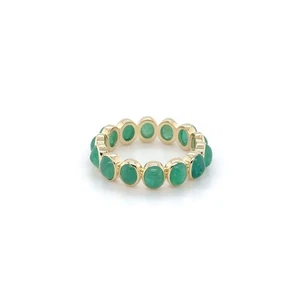 14k Yellow Gold Emerald Eternity Band Ring – Luxe Statement for Her - Picture 1 of 4
